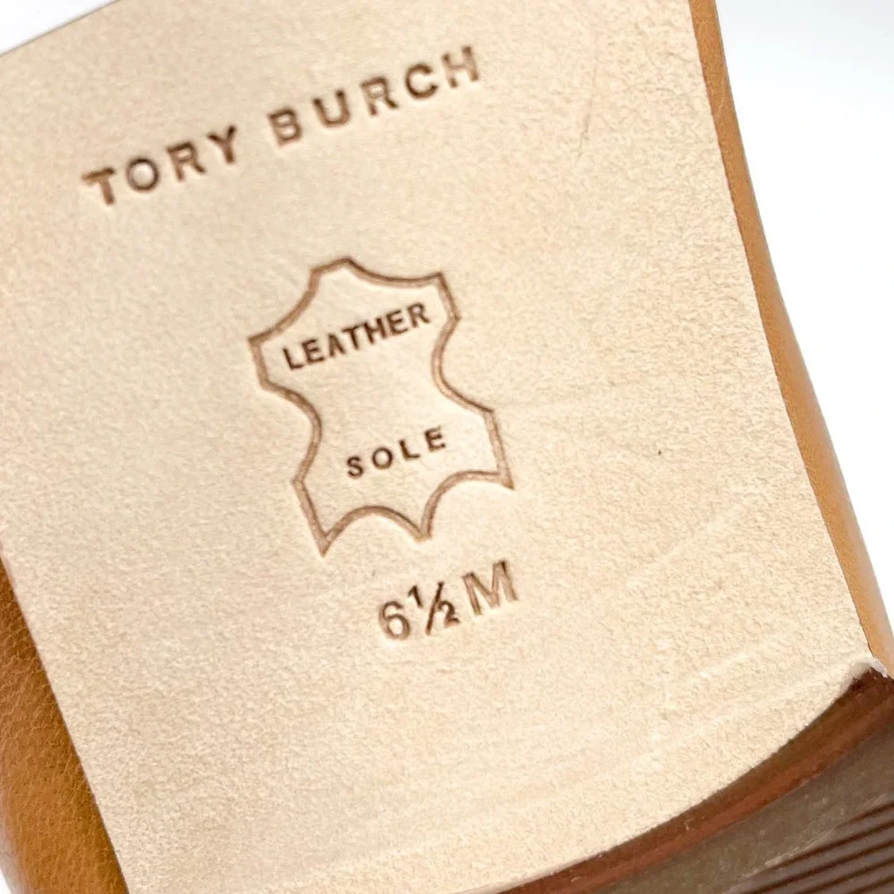 Tory Burch Jessa Shearling Loafers‎ Caramel Tan Leather Horsebit Sz 6.5